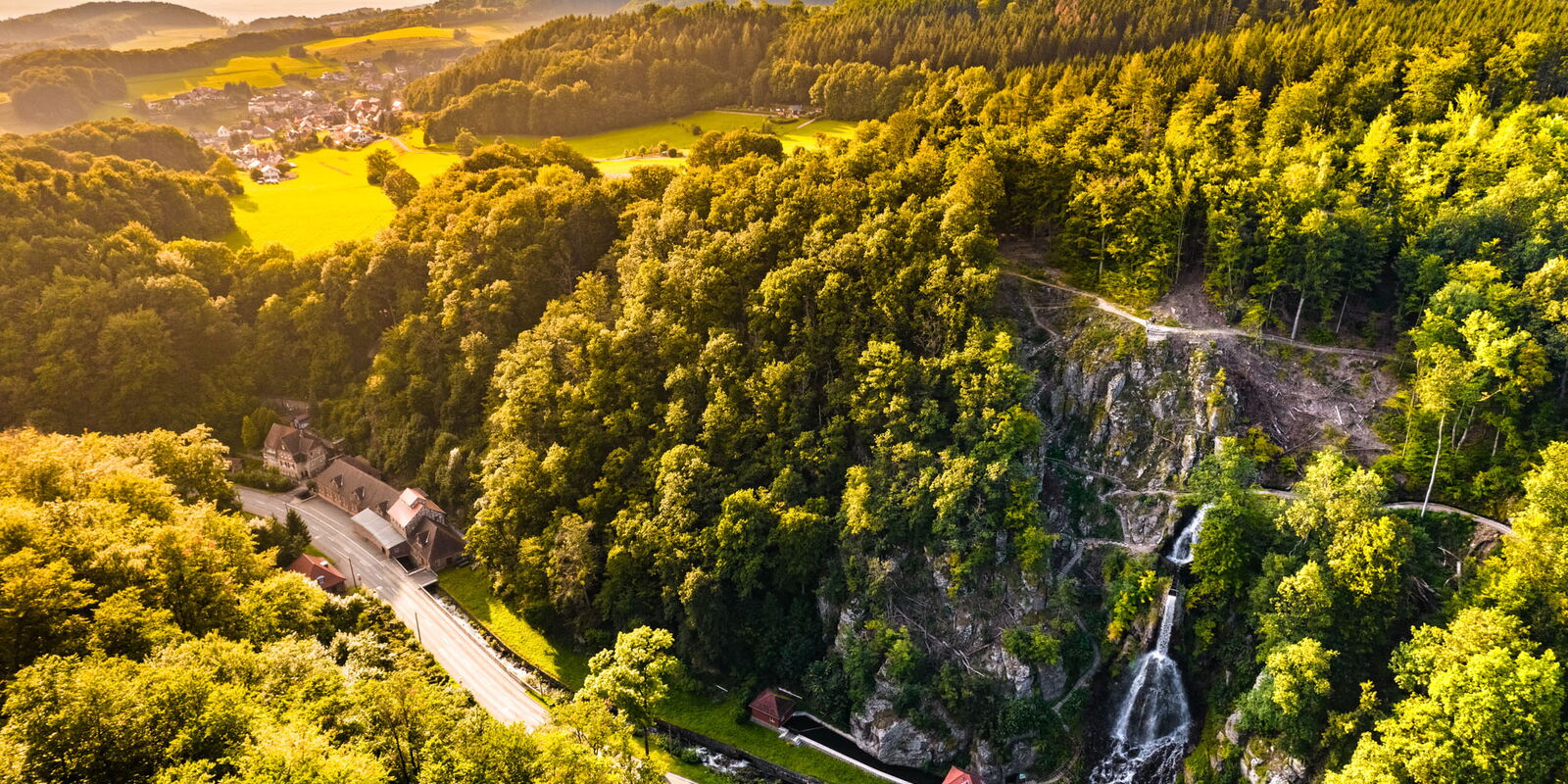 Trusetaler Wasserfall aus der Vogelperspektive