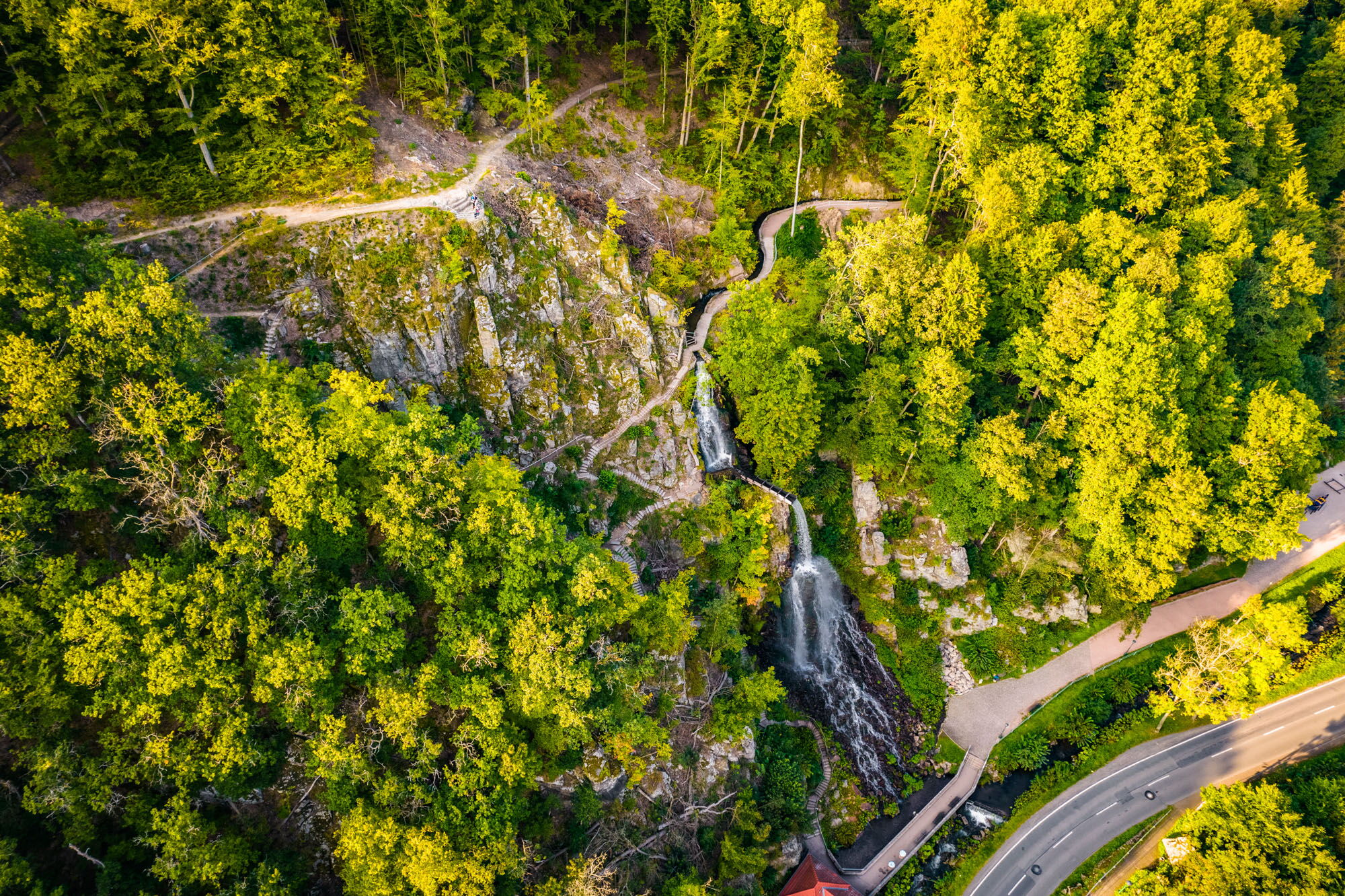 Trusetaler Wasserfall aus der Vogelperspektive