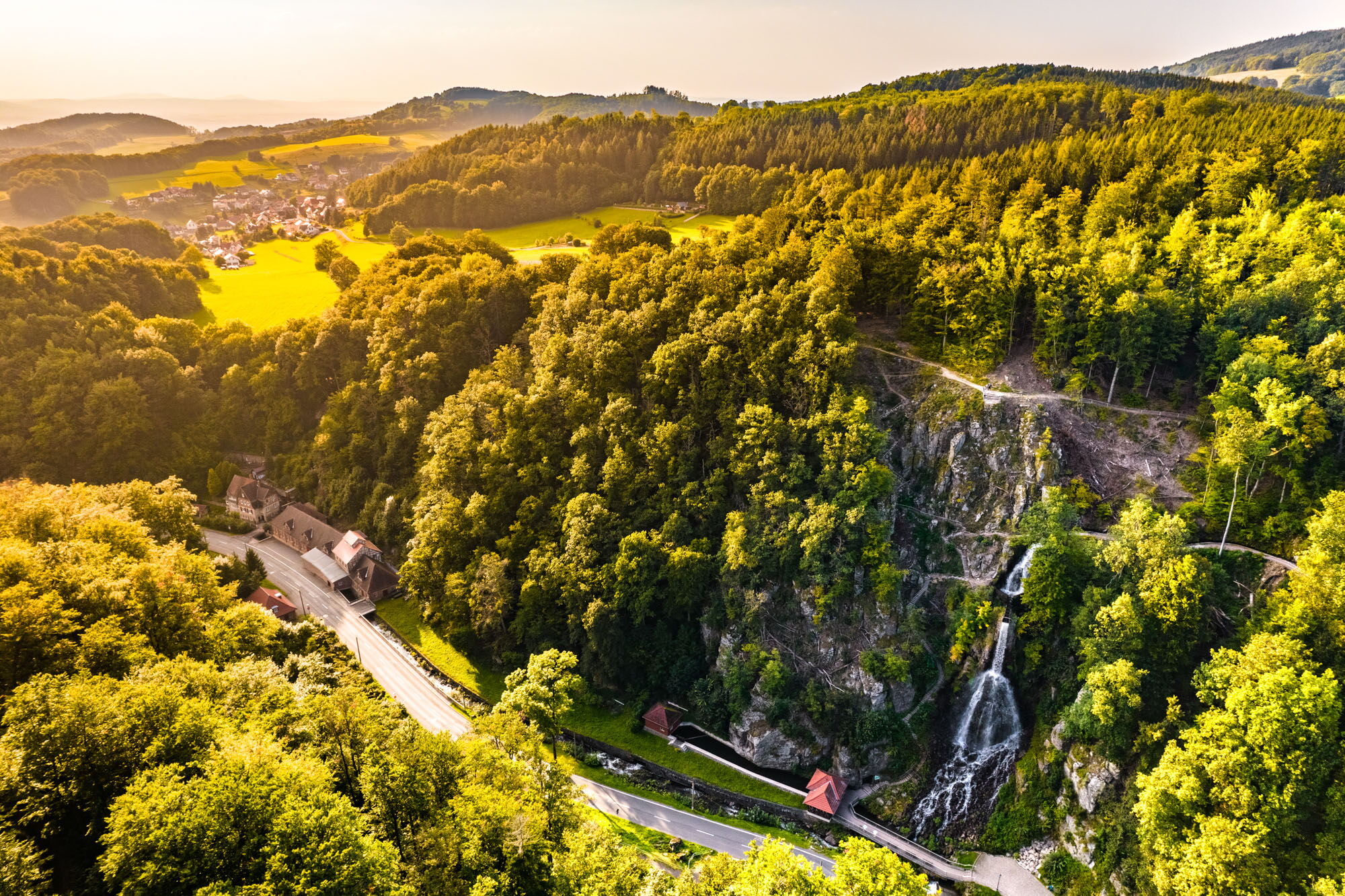 Trusetaler Wasserfall aus der Vogelperspektive